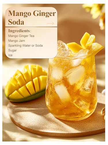 Image of LOOMICA Mango Ginger Tea Bags, Caffeine-Free, Spiced Herbal Tea with Ginger, Cardamom & Cinnamon, Naturally Sweet & Tropical Vibe, Perfect for Relaxation, 20 Counts
