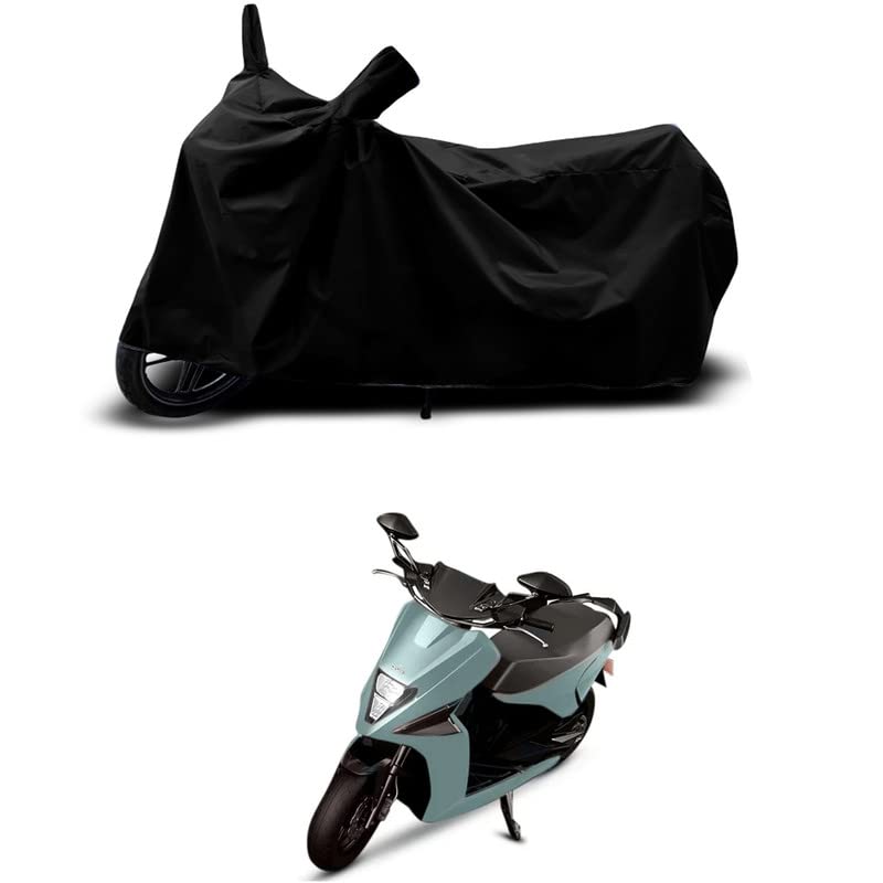 Image of 100% Scratchproof /UV-Rays /Heat Protection /Birds Dropping /Water Resistant /Dust Proof /Waterproof /Bike Scooty Two Wheeler Body Cover Compatible for Simple Energy One STD All Varients[Black]