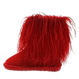 BEARPAW Boo Youth Red Size 3 | Youth's Boot Classic Suede | Youth Slip On Boot | Comfortable Winter