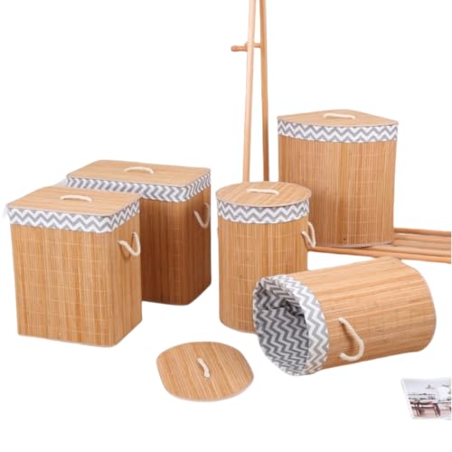 ランドリー バスケット 洗濯カゴ 洗濯かご 折りたたみ ランドリーバッグ 竹製 蓋付き ランドリーボックス 洗濯物入れ 洗濯物カゴ 脱衣かご シンプル 大容量 防塵 収納 温泉バッグ 雑貨かご 収納バスケット おもちゃ収納 衣類収納 脱衣所 洗面所 (三角