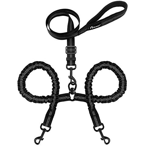 Peteast Double Dog Leash, Adjustable Heavy Duty Double Leash for Dogs Dual Dog Leash 360°Tangle Free & Soft Handle Two Dog Leash, Walking & Training Leash Two Dogs Cover