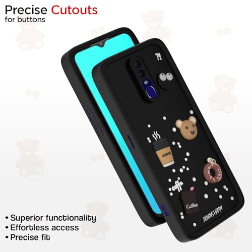 Image of Pikkme Back Cover for Oppo F11 | Cute Fun Cartoon 3D Bear Silicone Full Body Protection Bumper Case (Black)