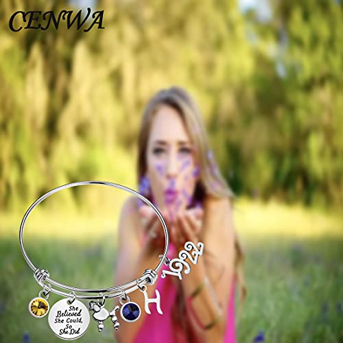 Image of CENWA Sorority Bracelet - She Believed She Could So She Did - Stainless Steel Bangle - Graduation Gift for Sorority Sisters