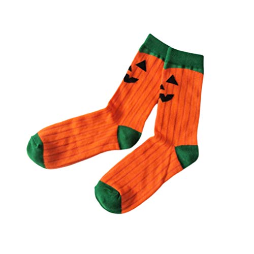 LIOOBO 1 par de Dibujos Animados Encantadora Personalidad Masculina Serie de Halloween Calcetines de algodón cómodos Calcetines Naranja Calabaza Cover