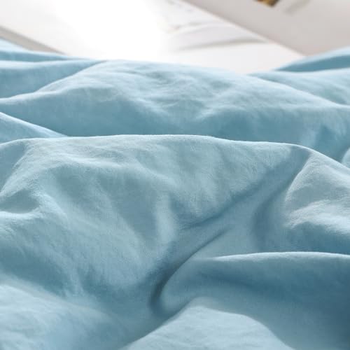 Image of Queen Comforter Set-7 Pieces Soft Prewashed Bed in a Bag Queen Bedding Sets | All Season Comforter with Sheets, Pillow Shams & Pillowcases, Sky Blue