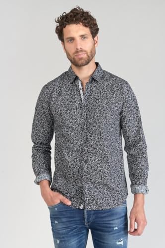 Le Temps des Cerises Fibor Hemd mit Blumenmuster, Schwarz und Weiß, blau, M