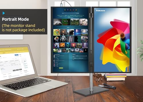 Image of Triple Screen 15.6 inch Portable Foldable Monitor Dual Screen with VESA Extender 1080P FHD IPS for Laptop PC 360Rotation Kickstand for Windows MAC OS Smartphone,PS5,Switch (15.6)