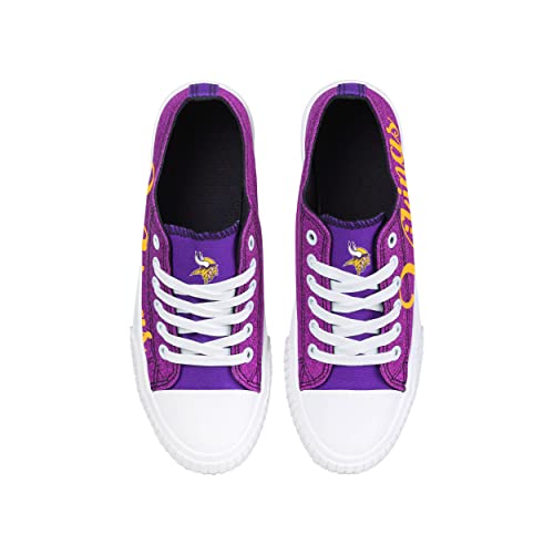 Image of FOCO Womens NFL Team Logo Ladies Fashion Color Glitter Low Top Canvas Sneakers Shoes