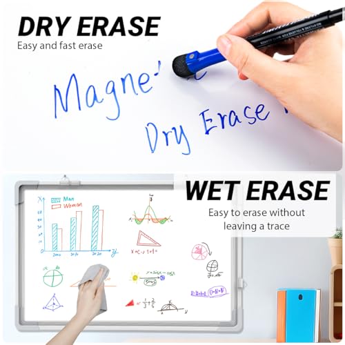 Magnetic Dry Erase Markers Fine Point Tip, 12 Count Colorful White Board Markers Dry Erase Marker with Eraser Cap, Low Odor Thin Marking for Teachers, Calendar Boards, Office, School Supplies