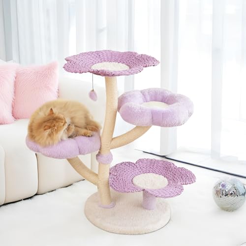 Árbol para Gatos Tejido con Flor, 35.4 Pulgadas miniatura 1