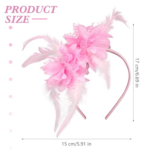MWOOT Feather Headband, Artificial Flower Feathered Headpiece, Pink Roaring 20s Fascinators for Women 1920s Feather Headwear - Image 3