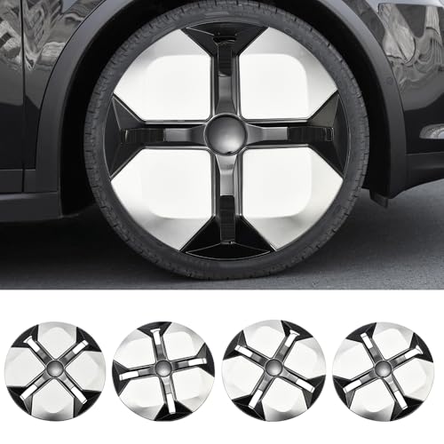 Image of Cross Silver with Black Hubcap Wheel Cover Replacement Kit 12 inch Hub Caps Wheel Rim Cover Car Exterior Accessories Pack of 4, 12 inches