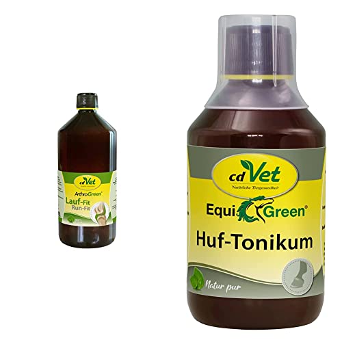cdVet Naturprodukte ArthroGreen Lauf-Fit 1l - Nahrungsergänzung zur Unterstützung der Gelenke für Pferd, Hund und Katze mit Kräutern & EquiGreen Huftonikum