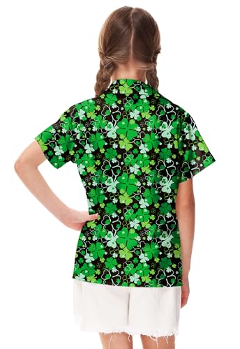 Image of Remimi Unisex Kids 4th of July Button Up Shirt Boys American Flag Print Hawaiian Beach Short Sleeve Tops 5-14 Years