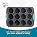 Trudeau Structure Silicone Muffin Pan – 12 Cup, Flexible Silicone with Hard Lining to Hold Shape, Non-Stick, BPA-Free, Dishwasher Safe, Heat Resistant to 428°F – Grey/Mint