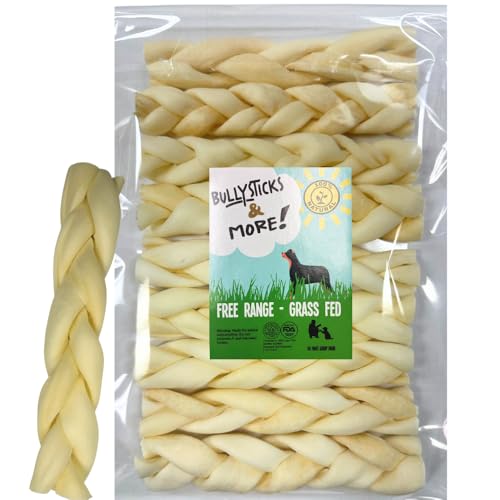 BULLYSTICKS & MORE Beef Cheek Braids for Dogs (6 Thick - 12 Count)- Bones for Dogs - Dog Parents Choice - Premium Beef Cheek Rolls