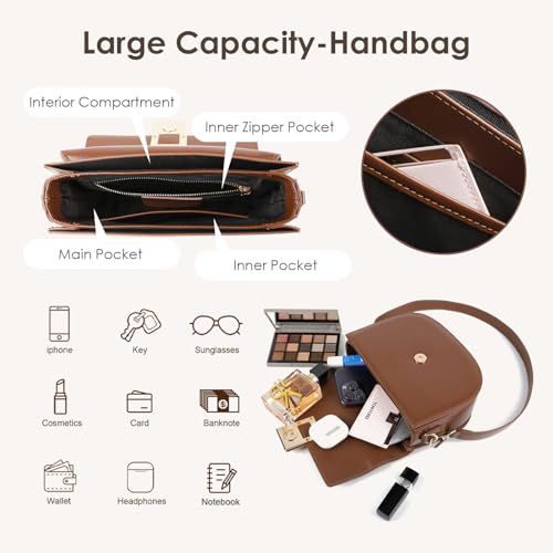 Crossbody Bags for Women, Genuine Leather Shoulder Bag Large Capacity Handbags Satchel Bags for Women 5