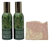 Bath and Body Works Mountain Teakwood Concentrated Room Spray 2 Pack with a Marbela Sample Soap
