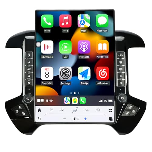 15.6 inch Screen Android 13 Car Radio Head Unit for GMC Sierra Chevrolet Silverado 2014-2018 Car Multimedia Stereo Player GPS Navigation 128GB (Black OEM 8' Screen)