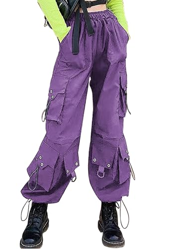 TSMNZMU Womens Y2K Baggy Cargo Pants Low Waist Parachute Pants with Pocket Straight Wide Leg Trousers for E Girl