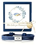 TUZELITY Kommunion Geschenke Armband für Mädchen und Jungen – Ichthys Fisch Symbol Armband mit Geldgeschenkkarte & Geschenkbox – Erstkommunion Geschenk Armband für Kinder