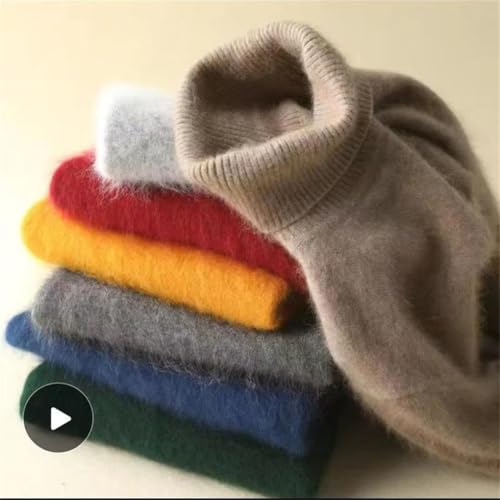 Mens Mink Cashmere Sweater Solid Color High Neck Thick Loose Jumper Classic Business Tops2