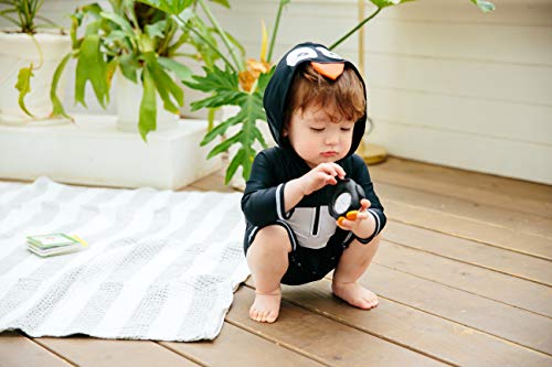 Image of VAENAIT BABY Zip & Snap Rash Guard Swimsuit, UPF 50+ One-Piece Long Sleeve Swimwear, Quick Dry Infant Beach Suit for 0~2T