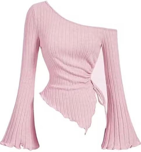 Secrate of Fashion for Women Apricot Drawstring Bell Sleeve Top – Polyester for_Casual Wear
