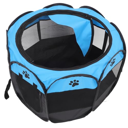 ibasenice Parque Perros Plegable Oxford Transpirable Jaula Portátil con Techo para Interiores y Exteriores Perros Pequeños Medianos Gatos Amplio Cómoda Área