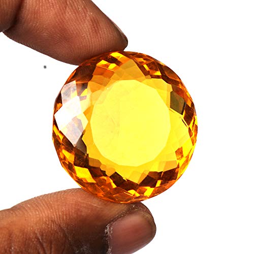 REAL-GEMS 93.70 Ct Yellow Citrine Round Shaped Gemstone Used for Jewelry Crafting2