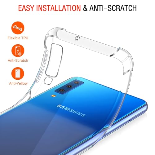 Image of Lustree Back Cover Transparent Case Compatible with Samsung Galaxy A7 2018 | Clear + TPU Case with 4 Corner Air Cushion Protection & Camera Protection | Slim& Stylus Cover
