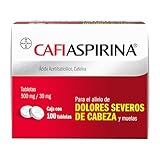 Cafiaspirina, Aspirina 500mg más Cafeína 30mg Para el Alivio de Dolores Severos de Cabeza y Muelas, 100 Tabletas