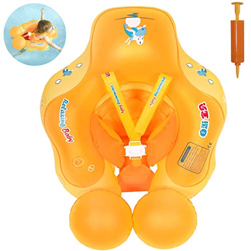 Myir Flotador bebé, Anillo de Natación para bebés de Piscina Flotador Inflable para Niños Flotador de Natación Nadar Anillo Cintura Ajustable (Naranja, S)