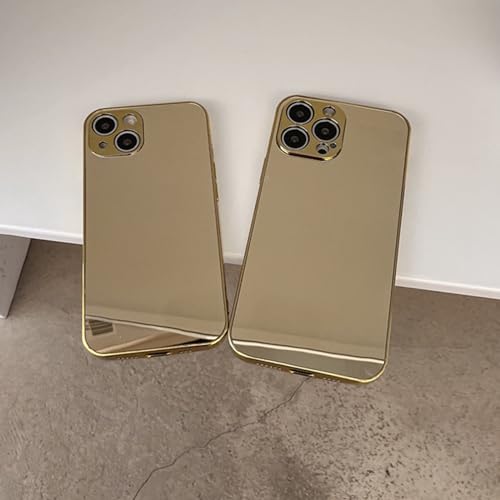 LUVI Compatible with iPhone 16 Mirror Case Makeup Luxury Glossy Glass Electroplate Bumper Slim Ultra Thin Camera Lens Protection-Gold by LUVI - Used condition - Image 7