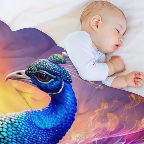 Plaid couverture molleton paon pour des soirées cocooning au chaud