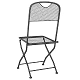 vidaXL 4x Folding Garden Chairs Patio Seat Foldable Chair Outdoor Folding Seating Home Balcony Furniture Expanded Metal Mesh Anthracite - 6