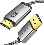 WARRKY 4K DisplayPort to HDMI Cable 6FT [UHD, Metal Case] Uni-Directional Display Port Source to HDMI Screen, 1080P@120Hz DP Computer to HDMI Monitor Cord Fit for Nvidia, AMD, HP, Dell, Asus, Lenovo