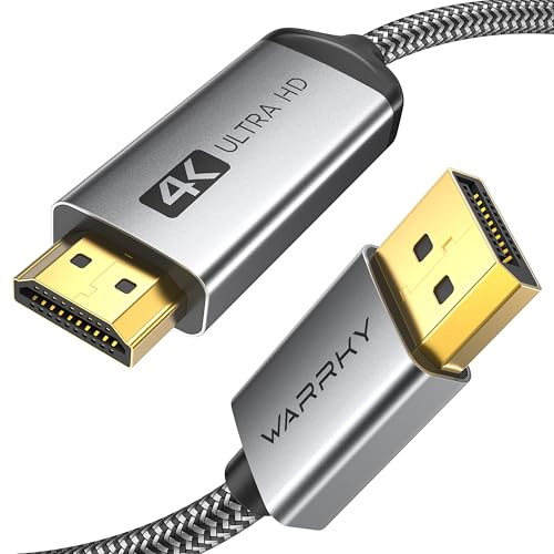 WARRKY 4K DisplayPort to HDMI Cable 6FT, Uni-Directional [Metal Case]
