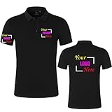 Custom Men's Women's Novelty Polo Shirts Add Your Own Text Logo Design Workwear Personalized Tshirt Teamshirt(Black L)