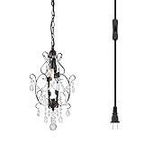 riomasee Plug in Chandelier Mini Bronze Crystal Chandelier 1 Light Chandelier Crystal Iron Ceiling L