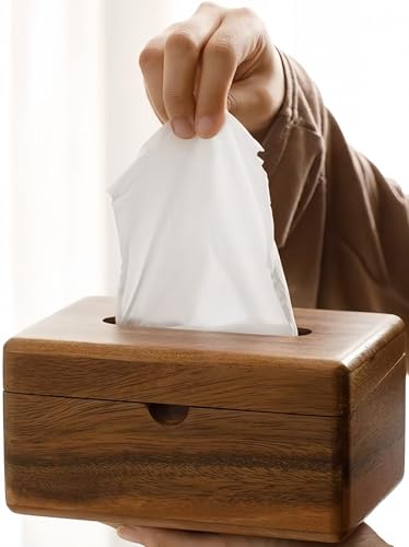 Gamire ティッシュケース 木製 ティッシュボックス おしゃれ 整木彫刻成形 クラシック ナチュラル木目調 丈夫 耐久性 ミニサイズ 磁気吸着開閉 紙詰まり防止 スムーズ排紙 手作り コンパクト 簡単設置 整木彫刻 屋内 屋外 業務 オフィス用 (E