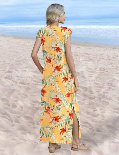 Image of Zeagoo Summer Dresses for Women 2026 Long Maxi Sundresses Loose Split Wrinkle-Free Beach Travel Vacation Clothes