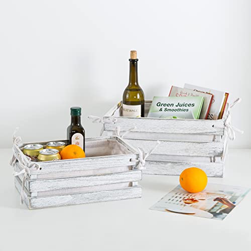 Slpr White Decorative Wooden Palette Crates (Set Of 2): Farmhouse Wooden Boxes, Country Style Wood Crates For Storage, Small Crates For Decoration, Rustic Crates For Display, Versatile Craft Boxes #TOP3