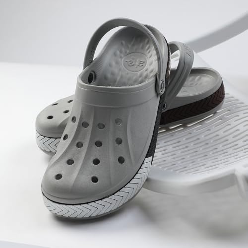 Image of Liberty A-HA LITEWALKXT Clogs for Men, Black & Light Grey | Casual Slip-On Slingback Clog for Walking, Outdoor /Indoor Use | Solid Pattern, Fashionable Sandals with Lightweight Regular wear