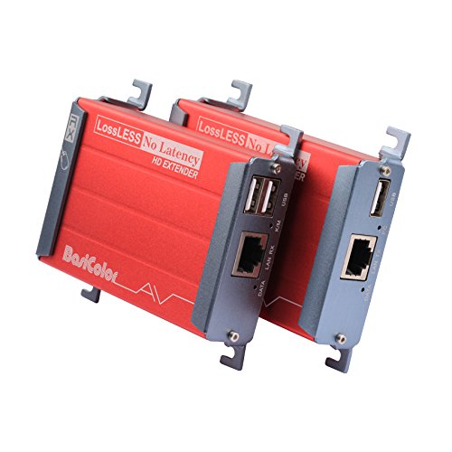 Basicolor HDMI KVM USB Extender with PoC Over Cat5/Cat6/Cat6e HDMI to RJ45 Support 1080p Video Lossless No Latency,80m 262ft Transmitter and Receiver by Basicolor - Used condition - US$54.81