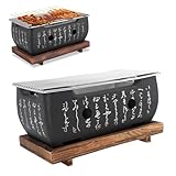 Barbecue-Grill im japanischen Stil, tragbarer Barbecue-Grill, schnelles Aufheizen, rechteckiger Kalligraphie-Aluminium-Holzkohlegrill, japanischer Tisch-Grill für zu Hause (XL)