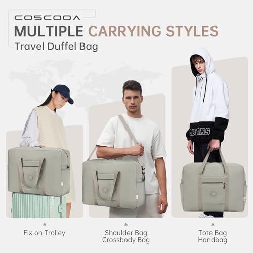 Ryanair 경량 휴대용 가방 55x40x20 cm 항공용 개인 물품 가방, 45L 접이식 여행 더플 백, 여성 남성용, 방수 위켄더 오버나이트 병원 가방 노동 및 배달, 카키, 캐주얼 — 사진 2