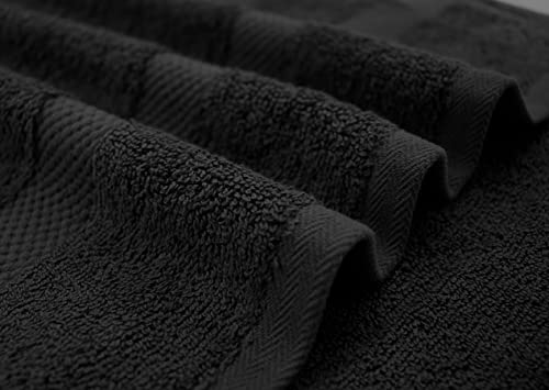 Image of DAN RIVER Bath Towels Set of 4, 27 x 54 Inches, 100% Cotton, Larger & Lighter Weight, Quicker to Dry, Super Soft and Absorbent, Ideal Black Bath Towels for Daily Use