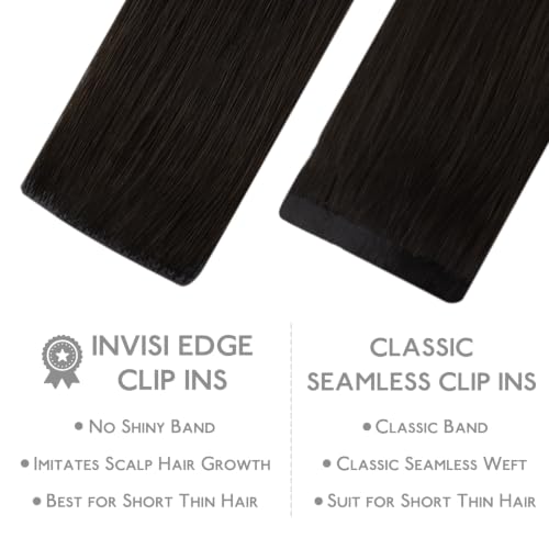 Image of WENNALIFE Invisible Edge Seamless Clip in Hair Extensions Real Human Hair