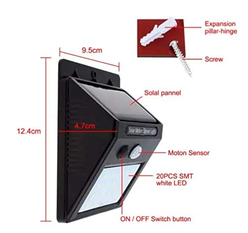 Luminária Solar Led Sensor de Presença Fixação Parede